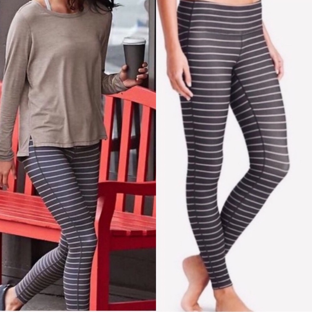 Athleta Chaturanga Stripe Tight Legging Brown XL
